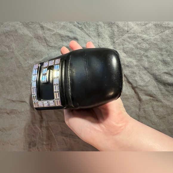 Gucci— Madelyn Malaga Crystal Square G Leather Mules 35 / 36 Block Heel - Picture 11 of 16